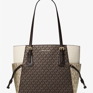 Michael Kors Two-Tone Brown and Cream Logo Tote